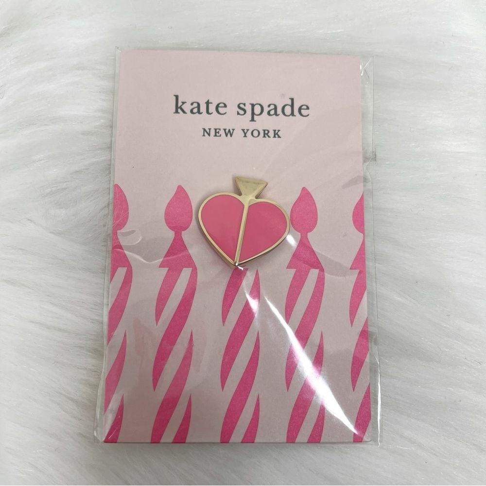 Kate Spade Pink Heart Birthday Pin NWT